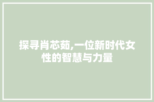 探寻肖芯茹,一位新时代女性的智慧与力量 商业计划书范文
