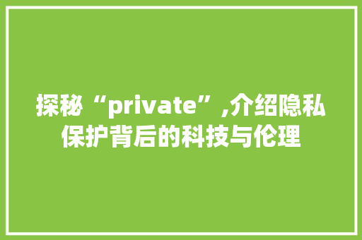 探秘“private”,介绍隐私保护背后的科技与伦理