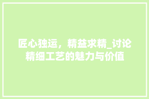 匠心独运，精益求精_讨论精细工艺的魅力与价值 范文宝典