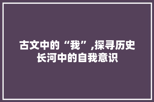 古文中的“我”,探寻历史长河中的自我意识