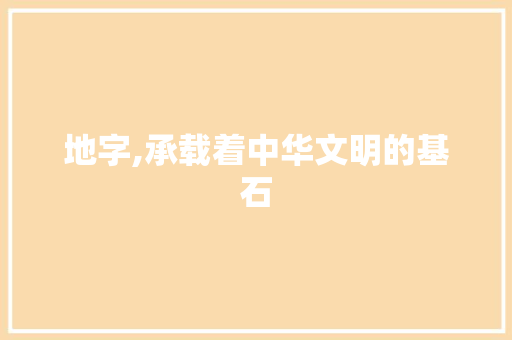 地字,承载着中华文明的基石 优秀范文