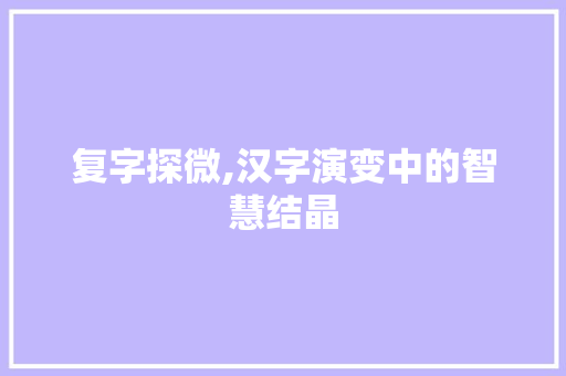 复字探微,汉字演变中的智慧结晶