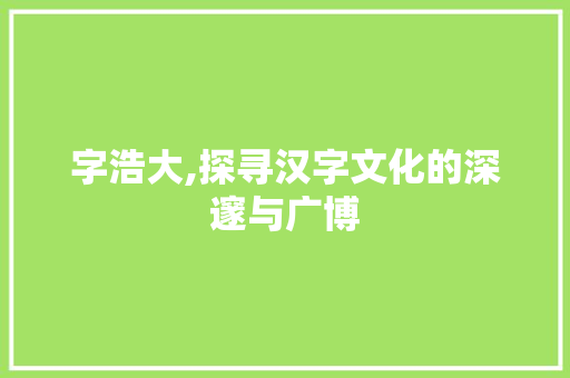 字浩大,探寻汉字文化的深邃与广博 合同协议