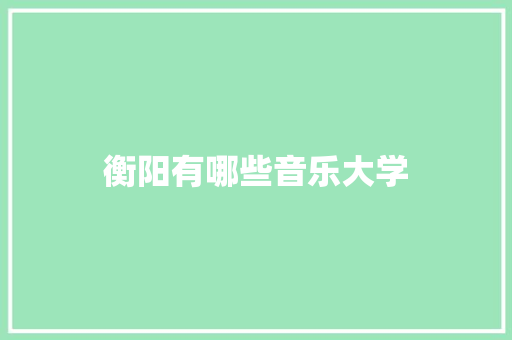 衡阳有哪些音乐大学