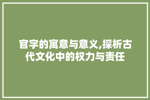 官字的寓意与意义,探析古代文化中的权力与责任