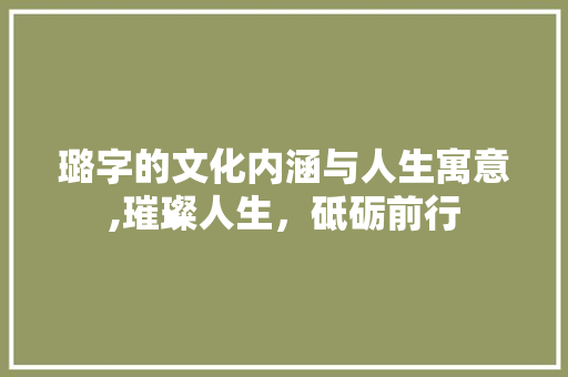 璐字的文化内涵与人生寓意,璀璨人生，砥砺前行 范文宝典