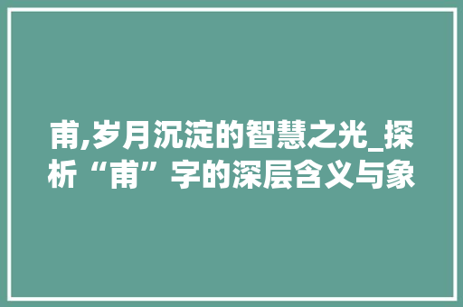 甫,岁月沉淀的智慧之光_探析“甫”字的深层含义与象征意义