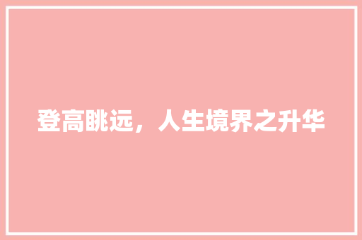 登高眺远，人生境界之升华