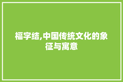福字结,中国传统文化的象征与寓意