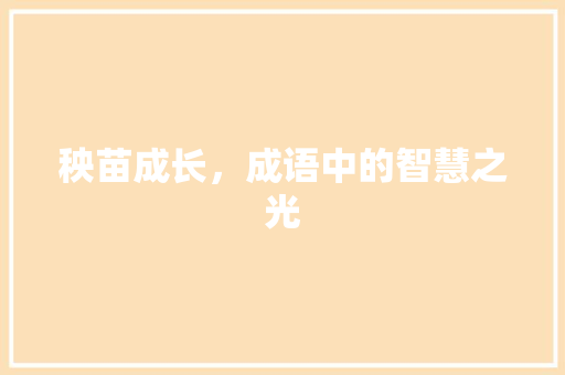 秧苗成长，成语中的智慧之光