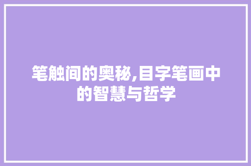 笔触间的奥秘,目字笔画中的智慧与哲学 优秀范文