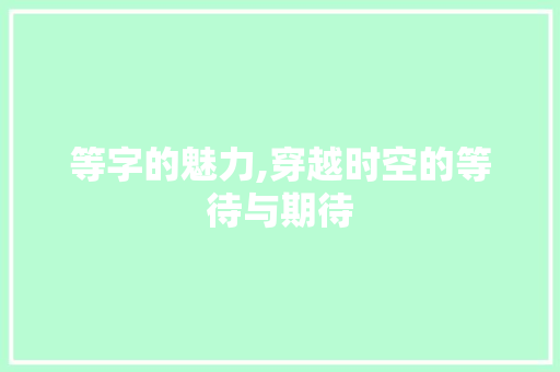 等字的魅力,穿越时空的等待与期待