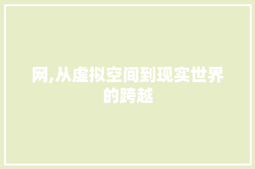 网,从虚拟空间到现实世界的跨越