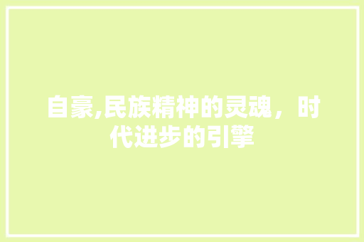 自豪,民族精神的灵魂，时代进步的引擎