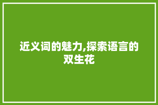 近义词的魅力,探索语言的双生花