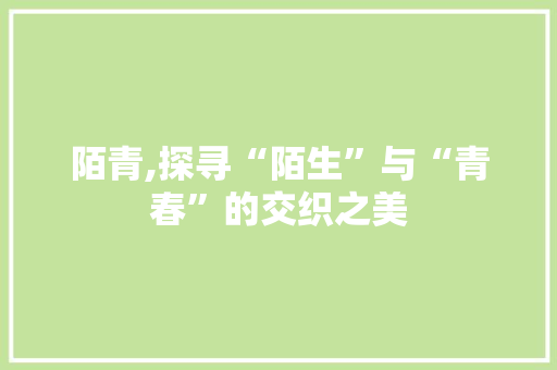 陌青,探寻“陌生”与“青春”的交织之美