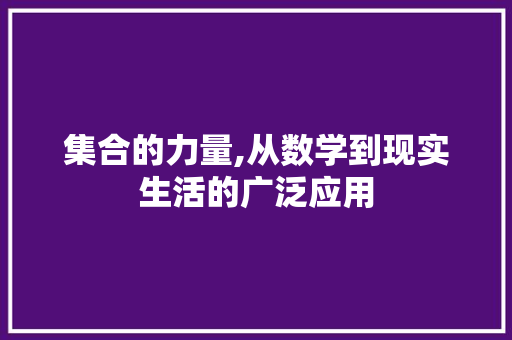 集合的力量,从数学到现实生活的广泛应用