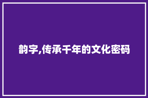 韵字,传承千年的文化密码 范文之家