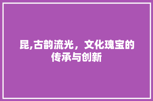 昆,古韵流光，文化瑰宝的传承与创新