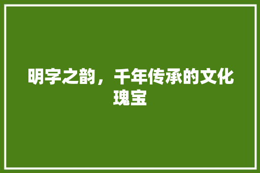 明字之韵，千年传承的文化瑰宝