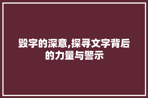 毁字的深意,探寻文字背后的力量与警示