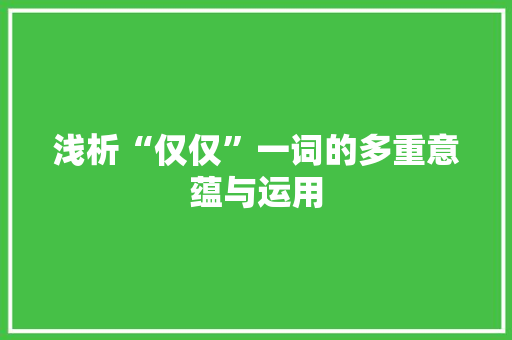 浅析“仅仅”一词的多重意蕴与运用 范文精选网