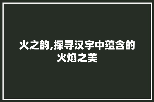 火之韵,探寻汉字中蕴含的火焰之美
