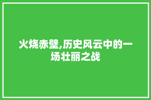 火烧赤壁,历史风云中的一场壮丽之战