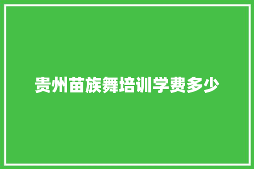 贵州苗族舞培训学费多少