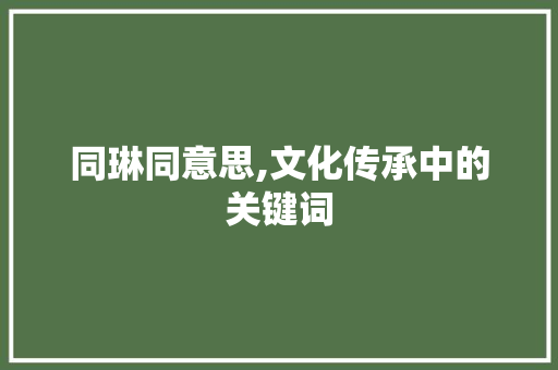同琳同意思,文化传承中的关键词 范文资源