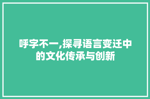 呼字不一,探寻语言变迁中的文化传承与创新