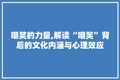 嘲笑的力量,解读“嘲笑”背后的文化内涵与心理效应