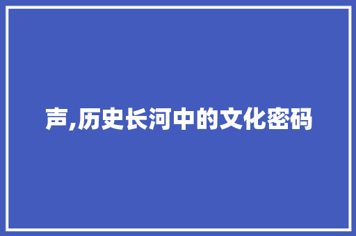 声,历史长河中的文化密码 范文资源