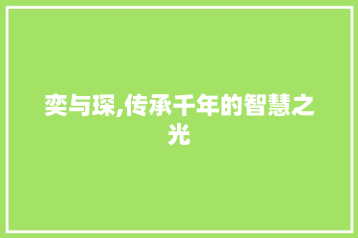 奕与琛,传承千年的智慧之光