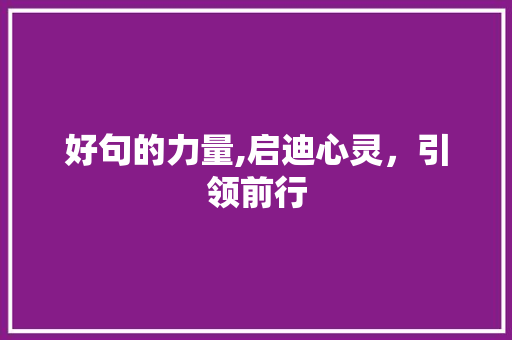 好句的力量,启迪心灵，引领前行