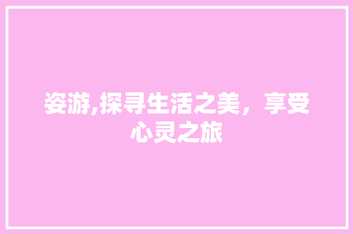 姿游,探寻生活之美，享受心灵之旅 合同协议