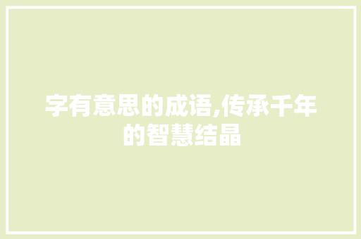 字有意思的成语,传承千年的智慧结晶