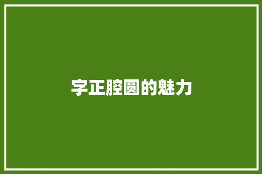 字正腔圆的魅力 范文资源