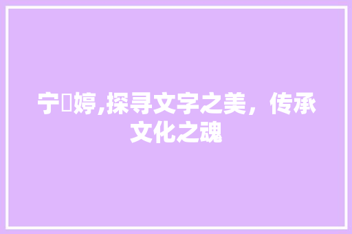 宁玥婷,探寻文字之美，传承文化之魂