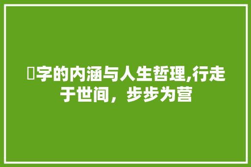 屧字的内涵与人生哲理,行走于世间，步步为营