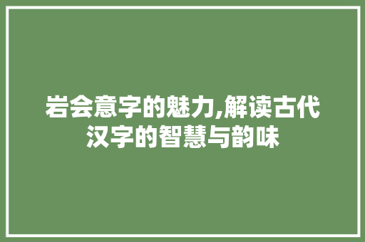岩会意字的魅力,解读古代汉字的智慧与韵味 合同协议