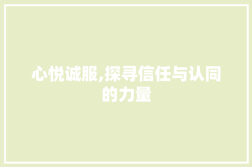 心悦诚服,探寻信任与认同的力量
