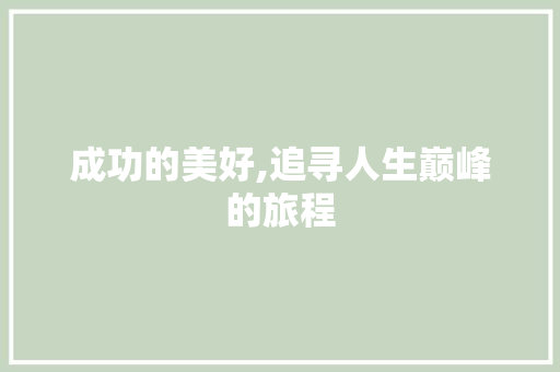 成功的美好,追寻人生巅峰的旅程
