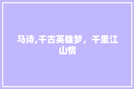 马诗,千古英雄梦，千里江山情 范文宝典
