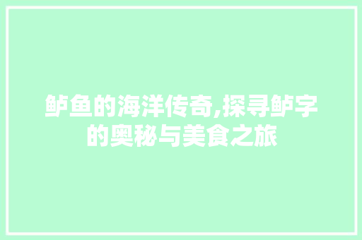 鲈鱼的海洋传奇,探寻鲈字的奥秘与美食之旅