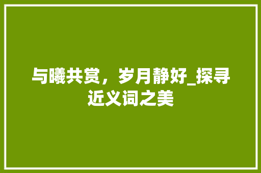 与曦共赏，岁月静好_探寻近义词之美 优秀范文
