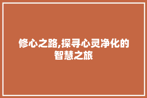 修心之路,探寻心灵净化的智慧之旅 范文精选网