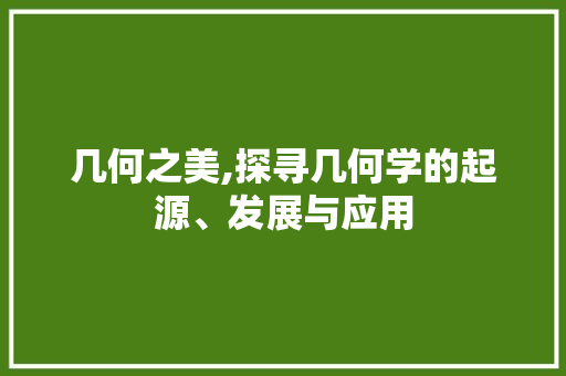 几何之美,探寻几何学的起源、发展与应用 范文精选网