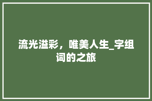 流光溢彩，唯美人生_字组词的之旅
