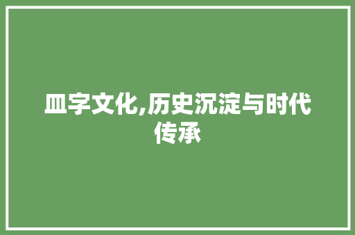 皿字文化,历史沉淀与时代传承 范文资源